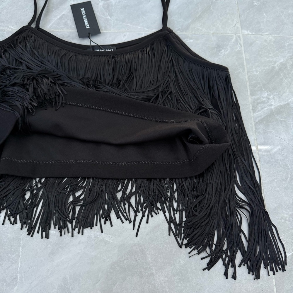 Women’s Kenneth Cole Fringe Tassel Cropped Tank Top Festival Party Size Large - Picture 6 of 14